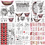 35 Sheets Large-size Halloween Temporary Joker Tattoos, Halloween Fake Scar Tattoos, Halloween Fake Joker Tattoos Stickers - Perfect for Halloween, Parties, Cosplay and Costumes