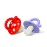 RaZbaby Soft Silicone Infant & Baby 3M+ Teether Toy Massaging Bristles Teething Relief Pacifier - Soothes Sore Gums - Hands-Free & Easy-to-Hold Chompy Teether, BPA Free (RED/Lavender)