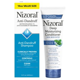 Nizoral Anti-Dandruff Shampoo, 14 Oz + Deep Moisturizing Conditioner, 9.4 Oz Bundle