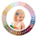 doboi 50PCS 2\'\' Baby Hair Bows Clips Fully Lined Tiny Grosgrain Boutique Solid Ribbon Mini Bows Alligator Clips for Girls Teens Infants Kids Toddlers Newborn