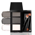 FeiCuiYun 3 Colors Eyebrow Powder Kit for Women, Long-Lasting Waterproof Matte Brow Powder, Eye Brow Powder with 2 Double-ended Eyebrow Brush, Purse-Friendly Compact (A03Black Tea, 1Pcs)