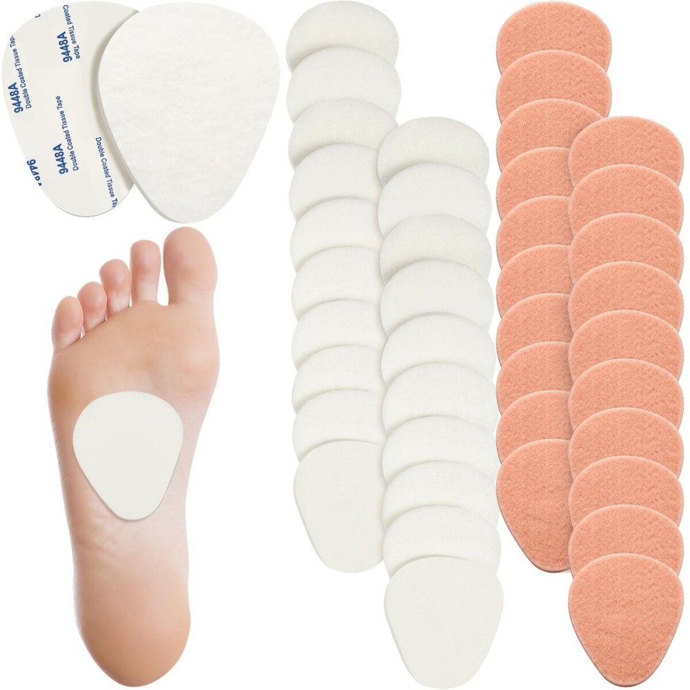 Syhood 40 Pcs Metatarsal Pad Men Women 1/4 Inch Thick Ball of Foot Pain Relief Cushions Thick Metatarsal Felt Pads Cushion Pain Relief Forefoot Support Mat (Multicolor)
