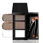 FeiCuiYun 3 Colors Eyebrow Powder Kit for Women, Long-Lasting Waterproof Matte Brow Powder, Eye Brow Powder with 2 Double-ended Eyebrow Brush, Purse-Friendly Compact (A02Smoky Gray, 1Pcs)