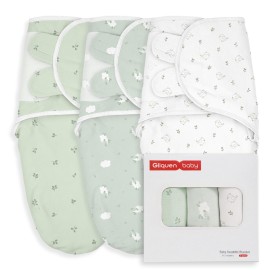 GLLQUEN BABY Girl Swaddles 0-3 Months - 3 Pack Baby Swaddles Sack for Newborn, Infant Sleep Sack, Easy Swaddling Wrap, Natural Adorableness, Nursery Swaddle Blankets Essentials