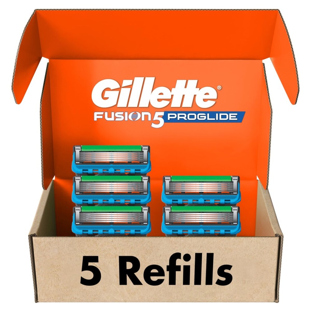 Gillette Fusion5 ProGlide Razor Refills for Men, 5 Razor Cartridges for FlexBall Razor Handle, 5-Blade Razor Blades, Precision Trimmer for Men