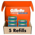 Gillette Fusion5 ProGlide Razor Refills for Men, 5 Razor Cartridges for FlexBall Razor Handle, 5-Blade Razor Blades, Precision Trimmer for Men