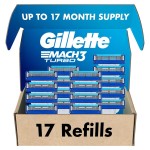 Gillette Mach3 Turbo Razor for Men, 17 Blade Refills, Holiday Gifts for Men
