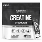 Jacked Factory Creatine Monohydrate Stick Packs 150g - 5g Daily Creatine Supplement for Men and Women, Vegan-Friendly, Third-Party Tested - 30 Servings, Unflavored