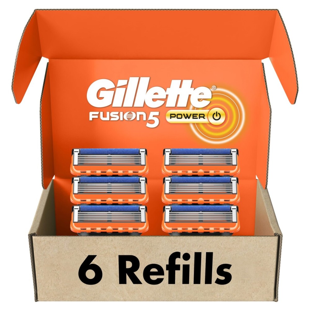 Gillette Fusion5 Power Razor Refills for Men, 6 Razor Cartridges, Larger Lubrication Strip, Precision Trimmer, 5-Blade Razor Blades for Close Shave, Holiday Gifts for Men