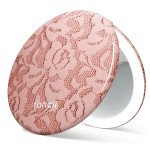 Fancii Taylor LED Lighted Travel Makeup Mirror, Rechargeable, 10x /1x Magnifying, Tru-Glow Lighting System, XL Large 5 Wide | Compact Mirror for Purses (Mocha Lace)