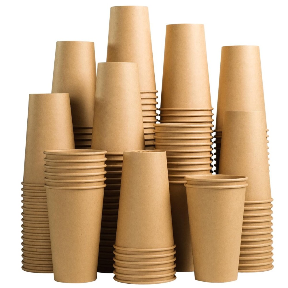 Lamosi 180 Count 16 oz Kraft Paper Cups, Disposable Paper Coffee Cups, 16 Ounce Drinking Cups, Water Cups for Party Picnic Cafe & Bar Use