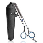 ULG Professional Thinning Shears with Leather Case - 6.5 Japanese Stainless Steel Texturizing & Hair Cutting Scissors for Salon & Home Use