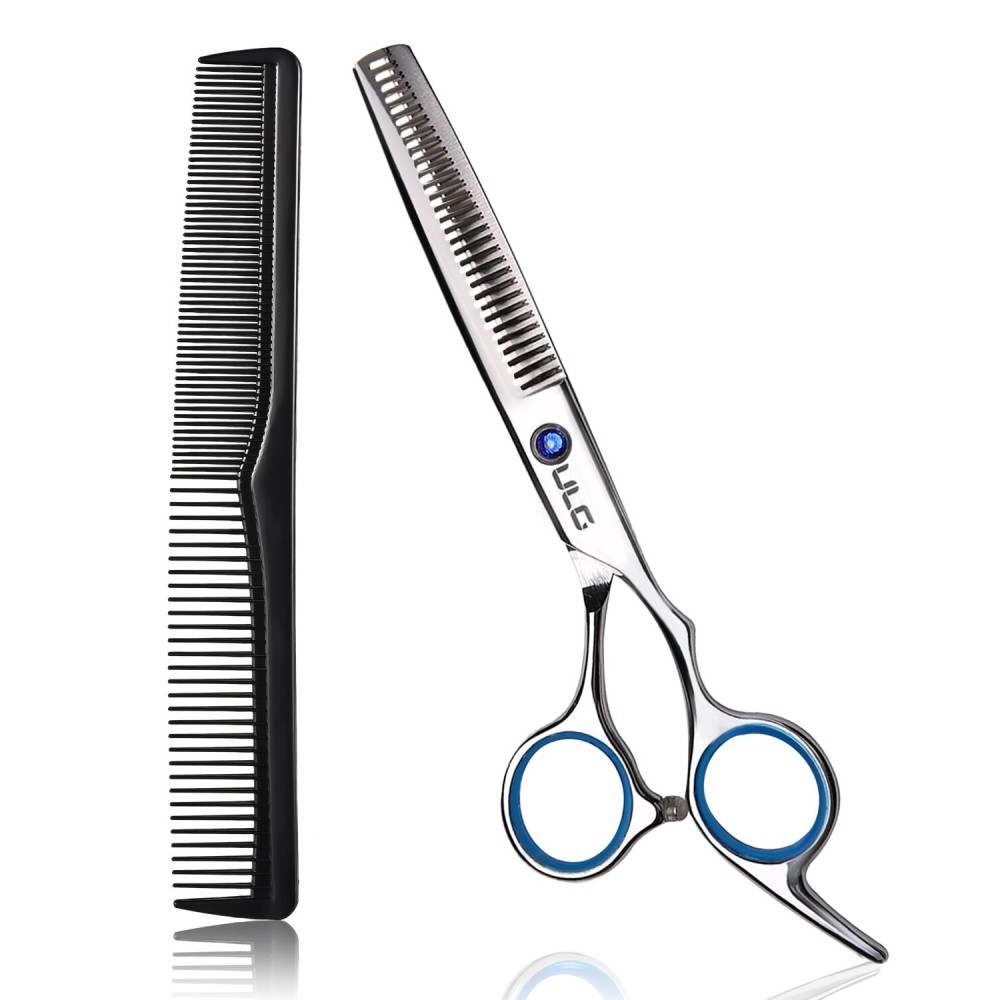 ULG Professional Thinning Shears with Comb - 6.5 Japanese Stainless Steel Texturizing & Hair Cutting Scissors for Salon & Home Use