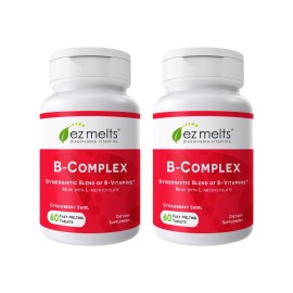 EZ Melts Dissolvable Vitamin B-Complex with Methyl B12 and Methyl Folate, Sugar-Free, 2-Month Supply - 2 Pack