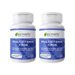 EZ Melts Dissolvable Multivitamin with Iron for Women and Men, Sugar-Free, 1-Month Supply - 2 Pack
