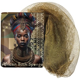 AFRIKI African Net Sponge - Exfoliating Body Scrubber, Black Owned & Rooted in Africa, All Skin Types | 45 in Long (Army Green)