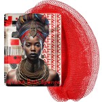 AFRIKI African Net Sponge - Exfoliating Body Scrubber, Black Owned & Rooted in Africa, All Skin Types | 45 in Long (Red)
