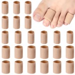 Blulu 24 Pieces Toe Tubes 0.98 Inches Cushion Tube Corn Pads for Toes Sleeves Soft Gel Protectors for Cushions Corns Blisters Calluses 3 Size (Skin Color,Medium,Small)