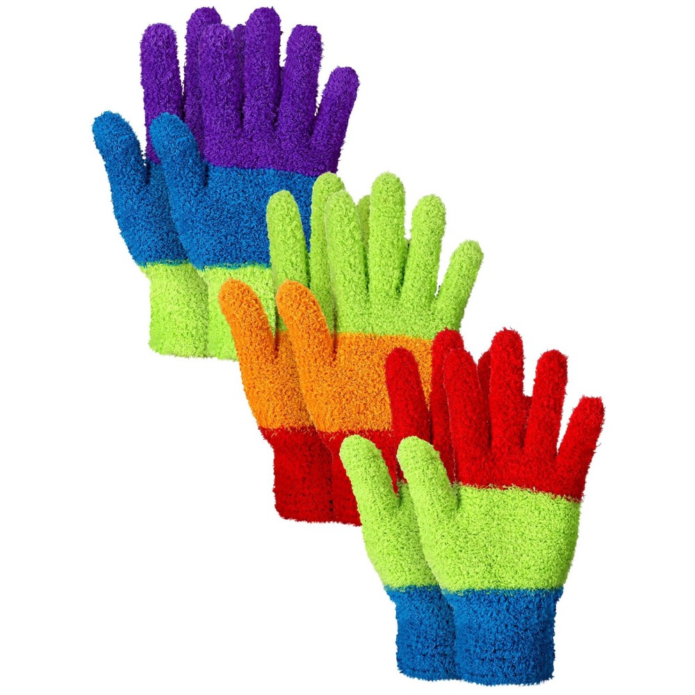 Patelai 3 Pairs Microfiber Plant Dusting Gloves Leaf Cleaning Gloves for Indoor Plants, Blinds, Furniture, House(Medium,Colorful)