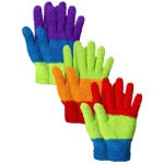 Patelai 3 Pairs Microfiber Plant Dusting Gloves Leaf Cleaning Gloves for Indoor Plants, Blinds, Furniture, House(Medium,Colorful)