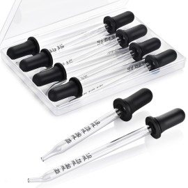 Herain 8 Pack Glass Pipette Eye Dropper, 4 Long Bent & 4 Short Straight Tips, 1 ml Ear Droppers for Essential Oils, Lab, Crafts, Measuring and Transferring a Variety of Liquids