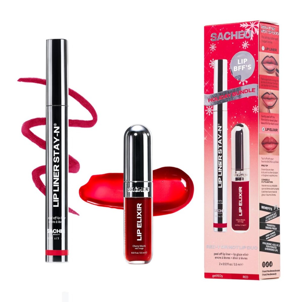 Sacheu Lip Liner STAY-N Peel Off Lip Stain - Long Lasting Waterproof Lip Tint with Hyaluronic Acid & Vitamin E - Transfer Proof Matte Finish, Vegan & Cruelty-Free (RED-Y OR NOT)
