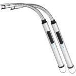 ARECTECH Electric Arc Candle Lighter Flameless Rechargeable USB Long Lighters for Candle Cooking BBQs Fireworks Silver 2 Pack