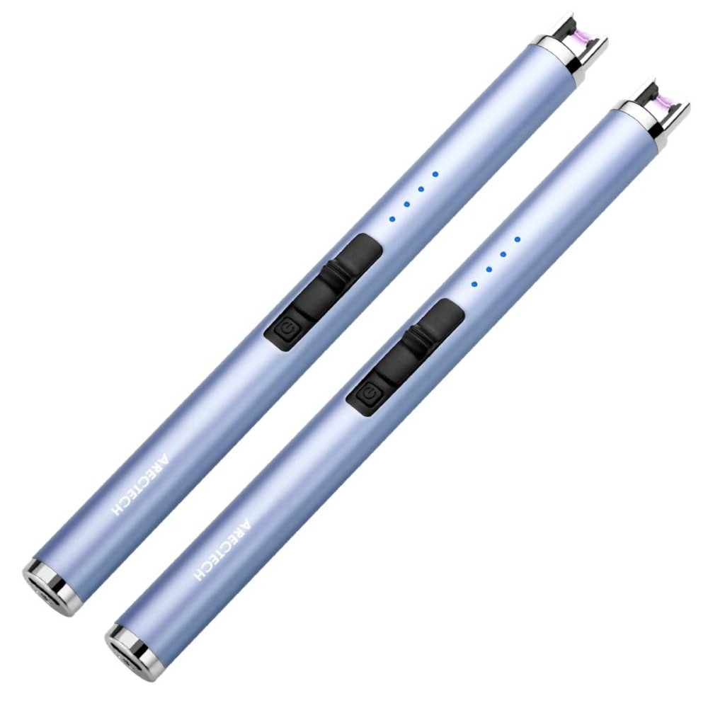 ARECTECH Rechargeable Electric Candle Lighter Arc Plasma Windproof Lighter for Candle Kitchen Birthday Gift for Mom Men Wife with Type-C Cable Blue 2 Pack