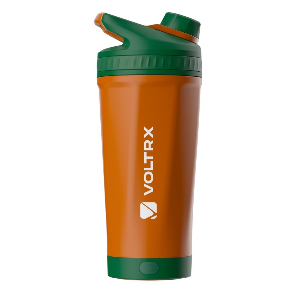 VOLTRX ChillMix Shaker Bottle Insulated Stainless Steel - USB C Rechargeable Electric Protein Shake Mixer, Shaker Cups for Protein Shakes and Meal Replacement, Neon Carrot, 16 oz