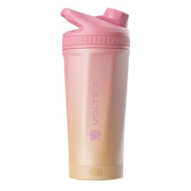VOLTRX ChillMix Shaker Bottle Insulated Stainless Steel - USB C Rechargeable Electric Protein Shake Mixer, Shaker Cups for Protein Shakes and Meal Replacement, Sunset Rose, 16 oz