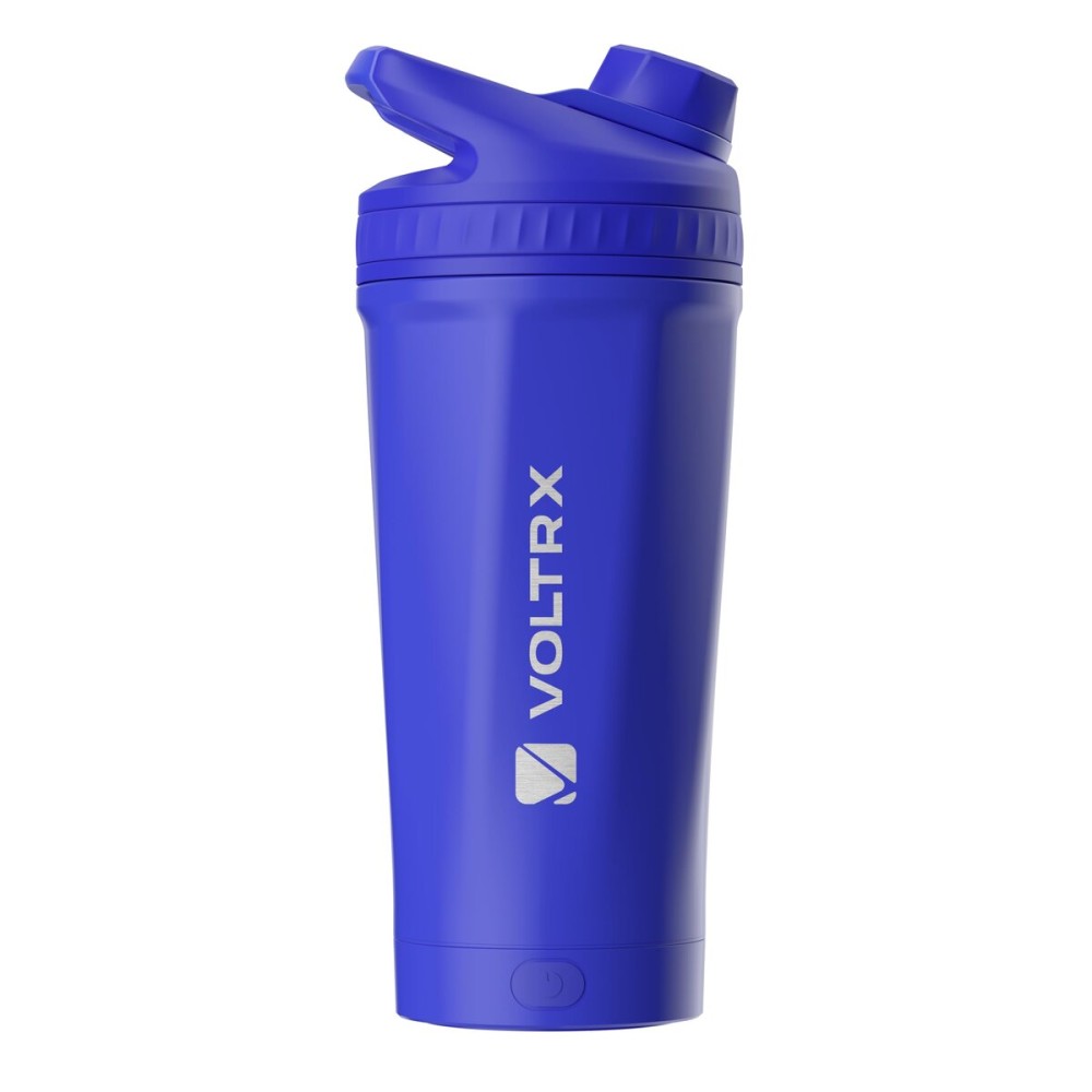 VOLTRX ChillMix Shaker Bottle Insulated Stainless Steel - USB C Rechargeable Electric Protein Shake Mixer, Shaker Cups for Protein Shakes and Meal Replacement, Electric Blue, 16 oz