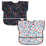 Bumkins - Junior Bib - For Boys & Girls, Toddlers & Kids 1-3 Years - Lightweight, Durable, Waterproof - Short Sleeve Bib - Catch-All Pocket - Wipeable & Machine Washable - Kindness - 2 Pack