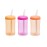 The First Years Squeeze & Sip Toddler Straw Cups - Squeezable Transition Sippy Cup with Silicone Straw - Toddler Feeding Supplies - Yellow/Pink/Orange - 7 Oz - 3 Count - Ages 6 Months and Up