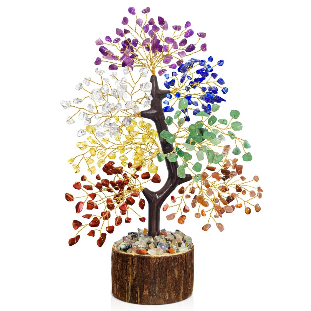 TATOODAA Crystal Tree of Life - 7 Chakra Tree, Christmas Birthday Gifts for Women, House Warming Gift, Chakra Healing Crystals Positive Energy for Spiritual Meditation and Home Office Desk Decor