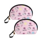 AmBealla 2PCS Cosmetic Bag Portable Storage Bag for Women,Cute Compact Travel Makeup Bag for Keys and Phone,Portable Bag for Girls,Pink
