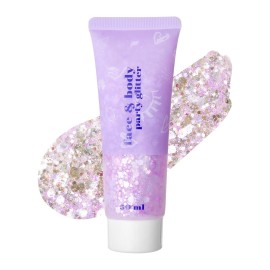 DAGEDA Silver Pink Body Glitter Gel, Holographic Face Glitter Rave Party Accessories, Chunky Glitters for Hair Eyes Nails, Cosmetic Laser Powder Festival Sequins Paint Makeup