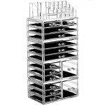 Ikee Design 5 Pcs Set Acrylic Makeup Organizer with 15 Drawers and Removable Top Lipstick Holders, Ideal for Make-up, Accessories,Enhance Your Vanity or Bathroom with Clear Design for Quick Visibility