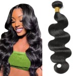 12A Human Hair Bundles Body Wave One Bundle 100% Unprocessed Brazilian Virgin Hair Bundles Double Weft Weave Body Wave Human Hair Natural Black Color (one bundle, 22)