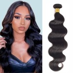 12A Human Hair Bundles Body Wave One Bundle 100% Unprocessed Brazilian Virgin Hair Bundles Double Weft Weave Body Wave Human Hair Natural Black Color (one bundle, 18)