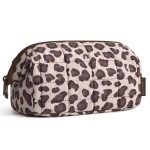 BAGSMART Makeup Bag Travel Toiletry Bag, Puffy Padded Make Up Bags for Women Makeup Organizer Case, Wide-open Pouch Purse Travel Essentials Toiletries Accessories Brushes, Leopard