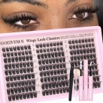 Goddvenus Wispy Manga Lash Clusters Kit Natural Eyelash Clusters Kit Fairy Cluster Eyelash Extensions Anime Individual Lashes C Curl Lash Extension Kit Waterproof DIY Eye Lashes Cluster Glue