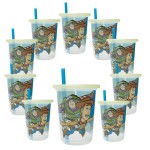 The First Years Take & Toss Toy Story Toddler Straw Cups - Spill Proof Toddler Sippy Cups with Snap-On Lids and Straws - Reusable Toddler Cups for Travel, Daycare, and Everyday Use - 10 Oz - 10 Count
