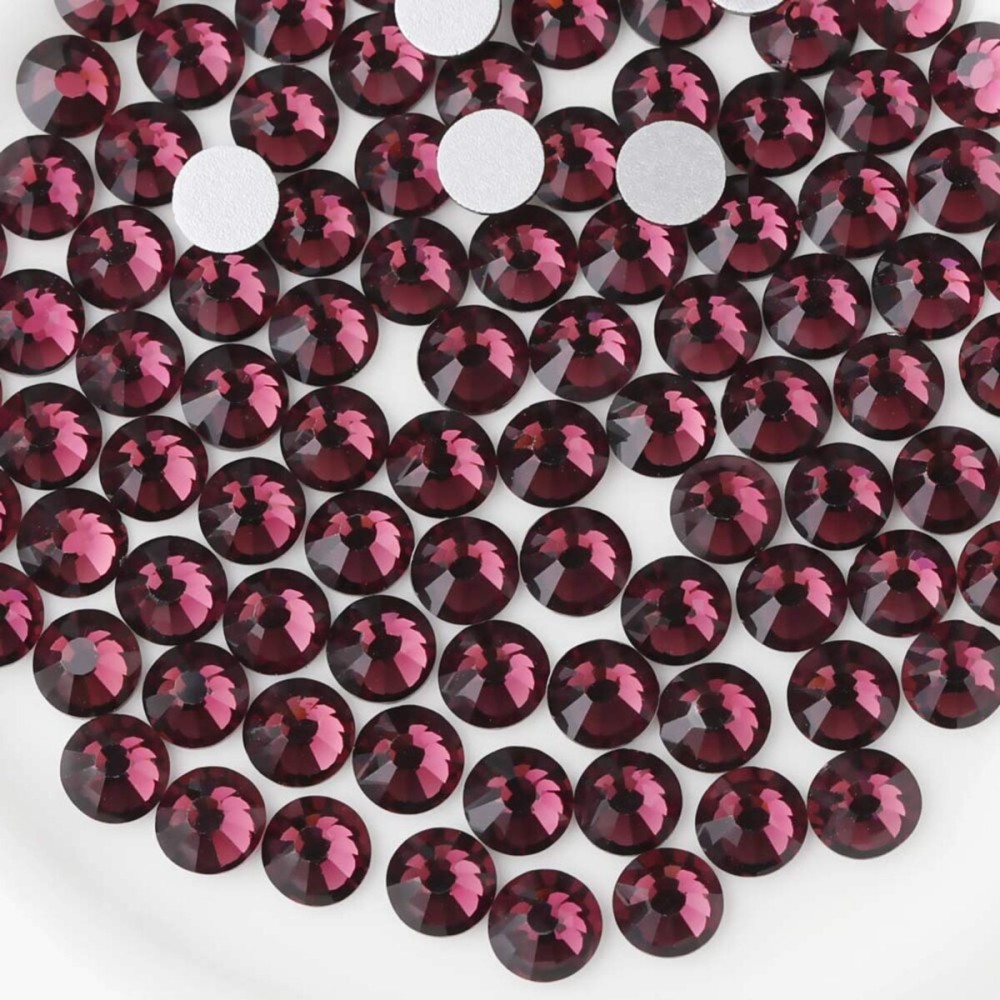 Beadsland Flat Back Crystal Rhinestones Round Gems for Nail Art and Craft Glue Fix, Amethyst, 10mm, SS50/144pcs