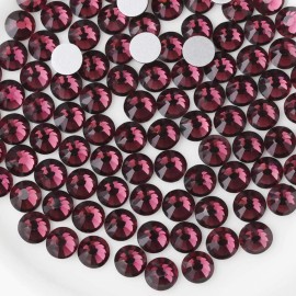Beadsland Flat Back Crystal Rhinestones Round Gems for Nail Art and Craft Glue Fix, Amethyst, 10mm, SS50/144pcs
