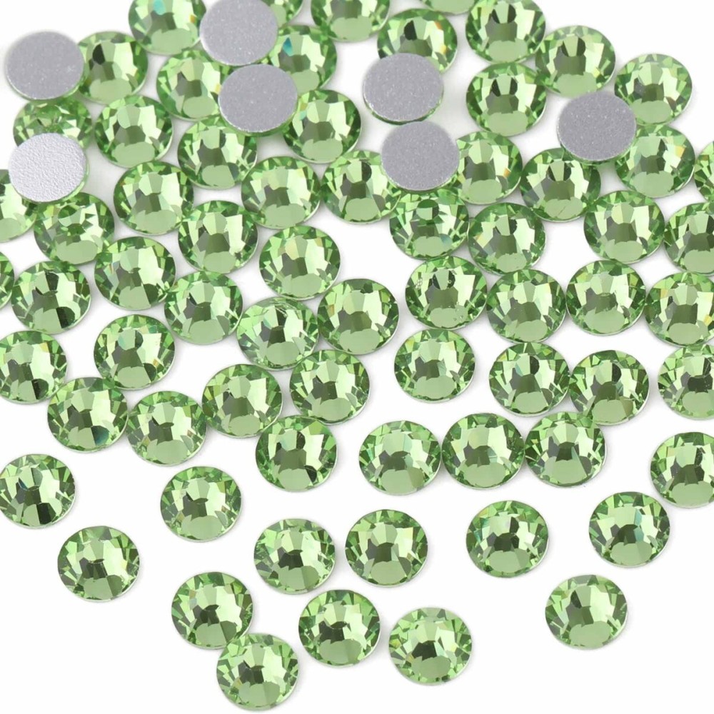 Beadsland Flat Back Crystal Rhinestones Round Gems for Nail Art and Craft Glue Fix, Light Green, 10mm, SS50/144pcs