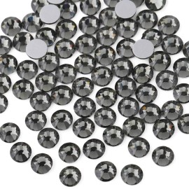 Beadsland Flat Back Crystal Rhinestones Round Gems for Nail Art and Craft Glue Fix, Black Diamond, 10mm, SS50/144pcs