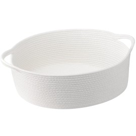 Goodpick White Rope Baskets for Gifts Empty, Decorative Basket for Baby Shower Gifts, Woven Storage Baskets for Bathroom, Toy Basket with Handles for Nursery Kids, 13.6x 10 x 6