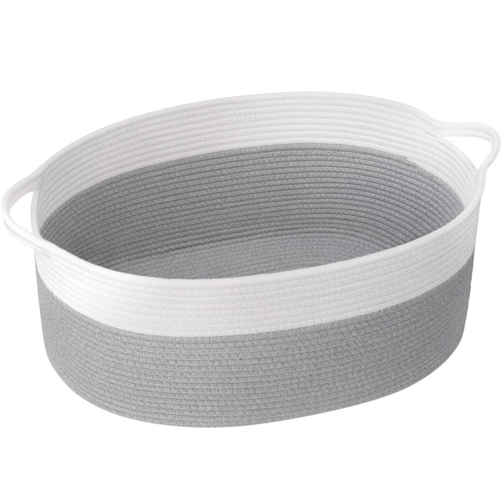 Goodpick Rope Baskets for Gifts Empty, Baby Gift Basket for Nursery Bathroom, Large Dog Toy Basket with Handles, Woven Baskets for Toy Storage, 19.7 X 11 X 7.9, Gray