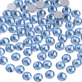 Beadsland Flat Back Crystal Rhinestones Round Gems for Nail Art and Craft Glue Fix, Light Blue, 10mm, SS50/144pcs