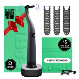 FLAUS Electric Flosser (Oprah\'s List, Shark Tank) 3 Speeds + 45 Refill Heads (Extra Strong Woven Floss for Durability) Water Flosser Alternative, Dentist Recommended Tooth Flossers Dental Floss Picks